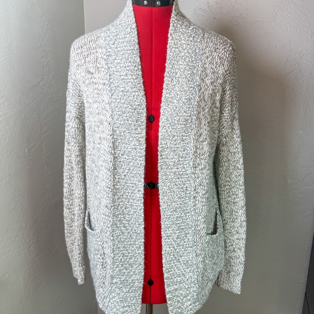 Ann Taylor LOFT Lounge Gray Open Front Knit Cozy Cardigan Size S